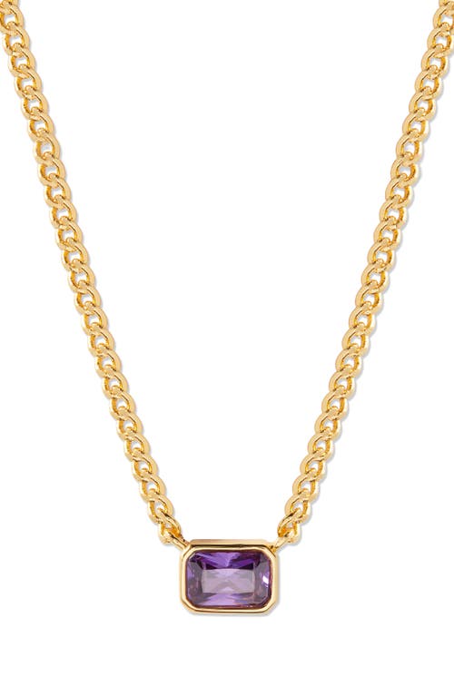 Jane Birthstone Pendant Necklace in Gold - February