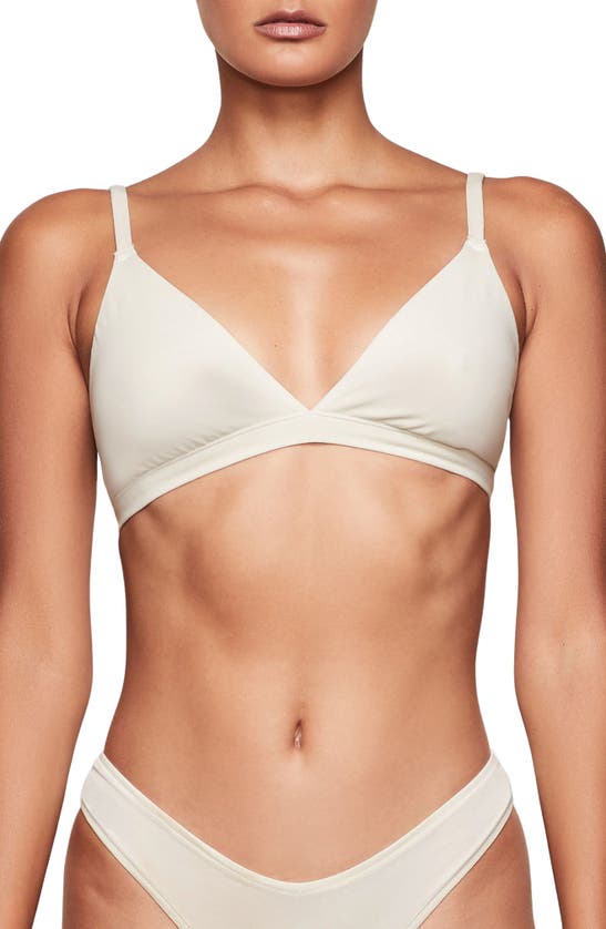 Skims Stretch Cotton Triangle Bralette In Bone