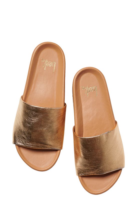 Shop Beek Pelican Slide Sandal In Gold/ Honey