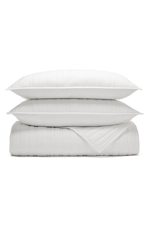 Boll & Branch Signature Stripe Organic Cotton Quilt & Sham Set in White at Nordstrom