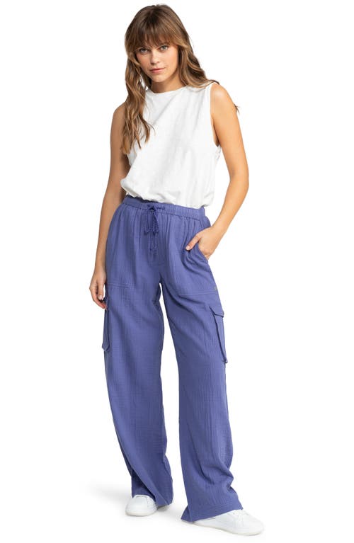 Roxy Precious Cargo Linen Blend Drawstring Pants In Marlin