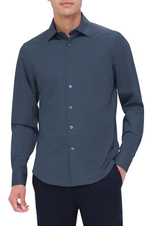 Shop Bugatchi Jimmy Ooohcotton® Herringbone Button-up Shirt In Navy