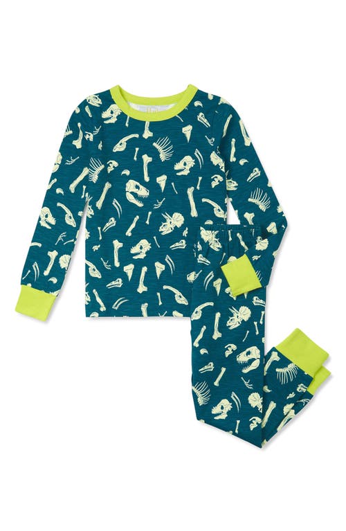 Shop Hatley Kids' Sea Dino Fossils Fitted Two-piece Pajamas In Blue