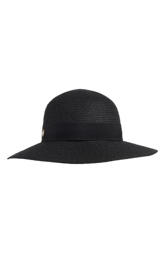 Shop Bruno Magli Medium Brim Ribbon Band Straw Sun Hat In Black