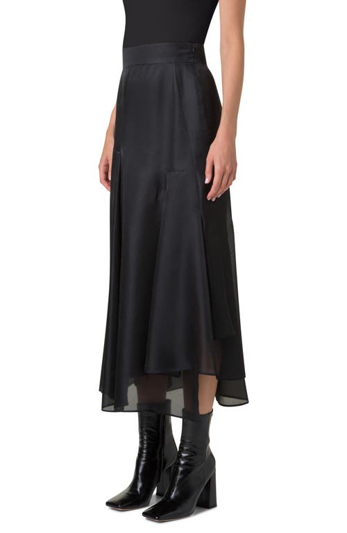 Shop Akris Sheer Silk Organza Midi Skirt In Black