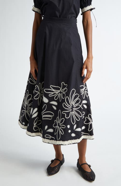 Ulla Johnson Layla Floral Cotton Maxi Skirt Raven at Nordstrom,