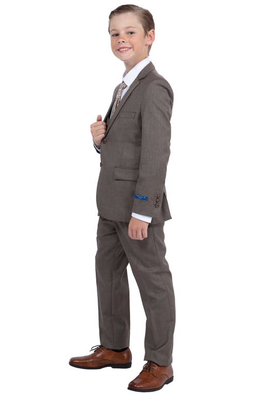 Perry Ellis Kids' Cocoa Five-piece Sharkskin Suit In Cocoa