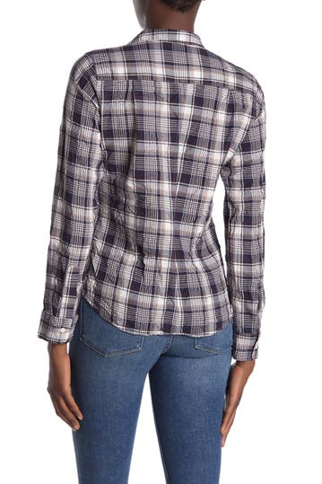 Frank Eileen Barry Signature Crinkle Plaid Print Shirt Hautelook