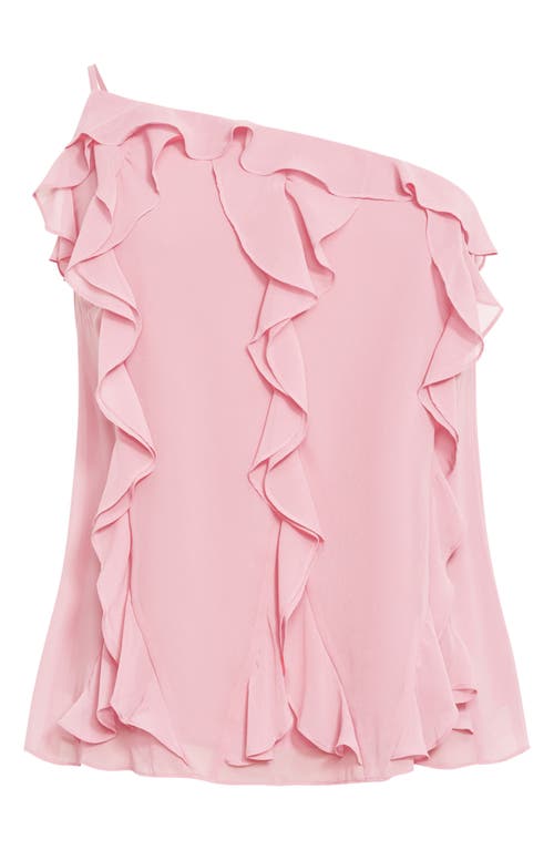 Shop City Chic Rita Ruffle One Shoulder Top In Baby Pink