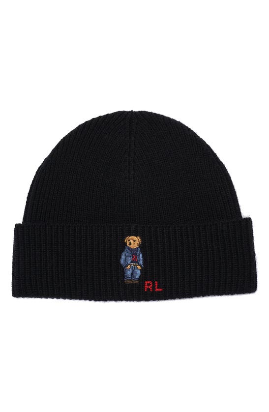 POLO RALPH LAUREN EMBROIDERED DENIM BEAR BEANIE