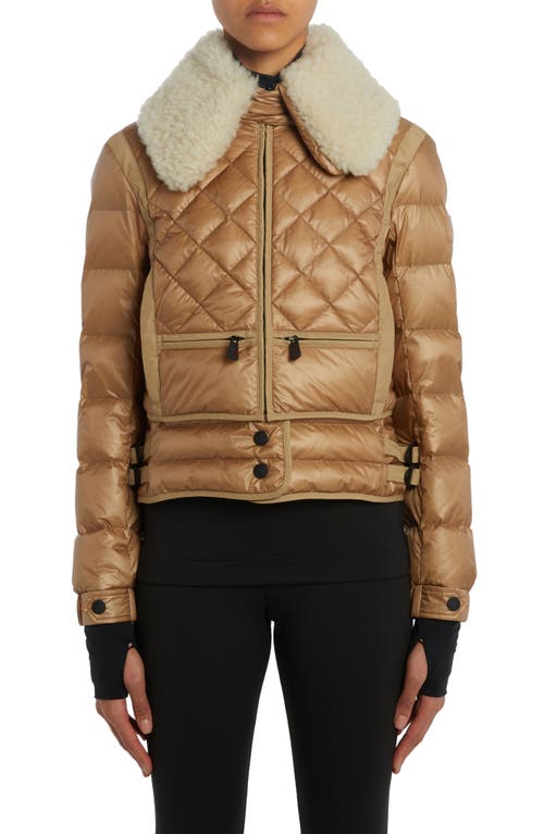 Moncler Grenoble Chaviere Quilted Down Jacket with Genuine Shearling Trim Beige at Nordstrom,