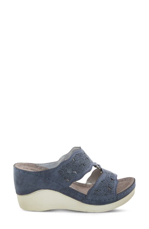 Flexus By Spring Step Dreiser Platform Wedge Slide Sandal In Navy