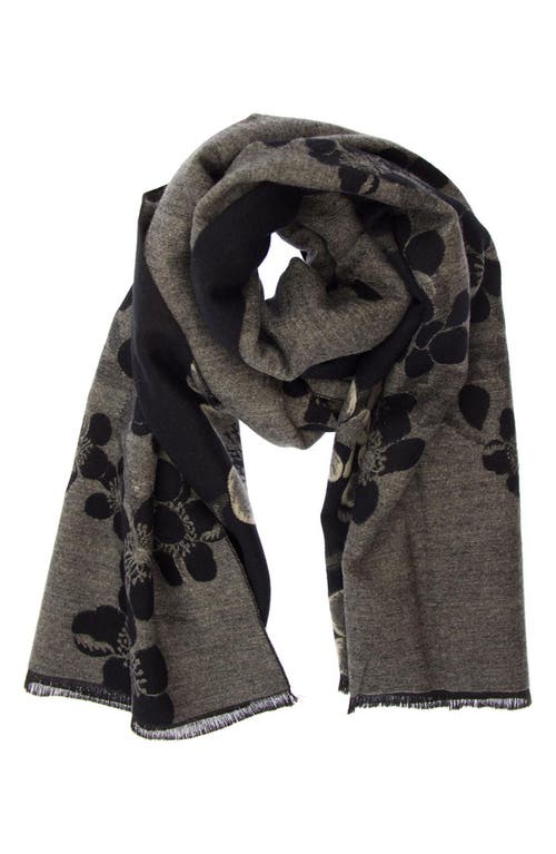 Saachi Floral Reversible Scarf In Black/grey/white