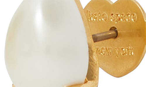 Shop Kate Spade New York Imitation Pearl Stud Earrings In Cream/gold