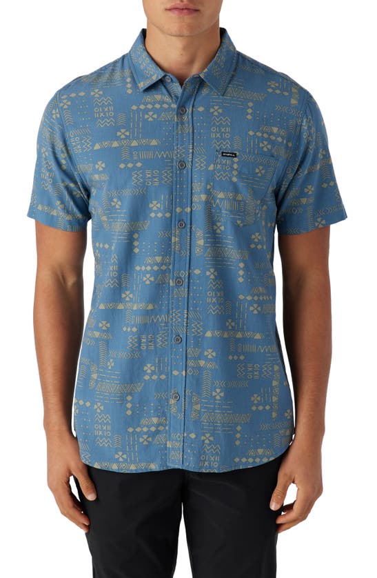 Shop O'neill Oasis Eco Modern Slim Fit Short Sleeve Button-up Shirt In Blue
