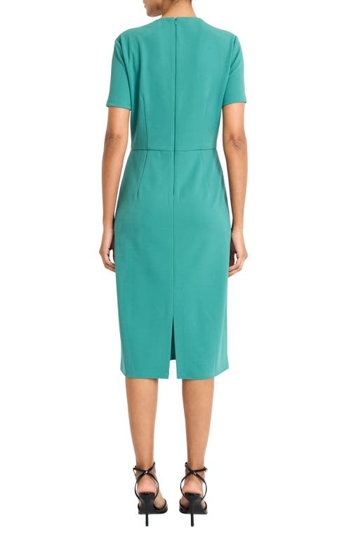Maggy London Twist Neck Midi Sheath Dress In North Sea