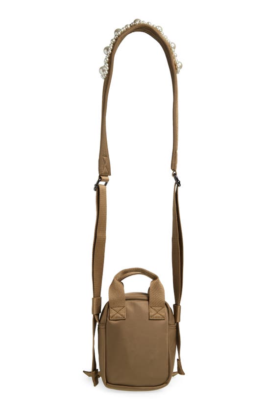 Shop Simone Rocha Mini Classic Beaded Bow Crossbody Bag In Olive/ Pearl