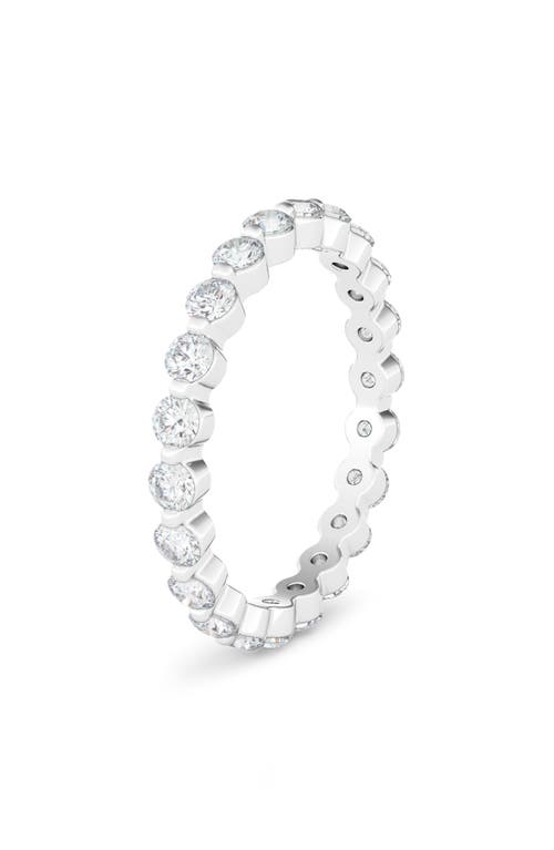 Hautecarat Lab Created Diamond Single Prong 18k Gold Eternity Band Ring In White Gold