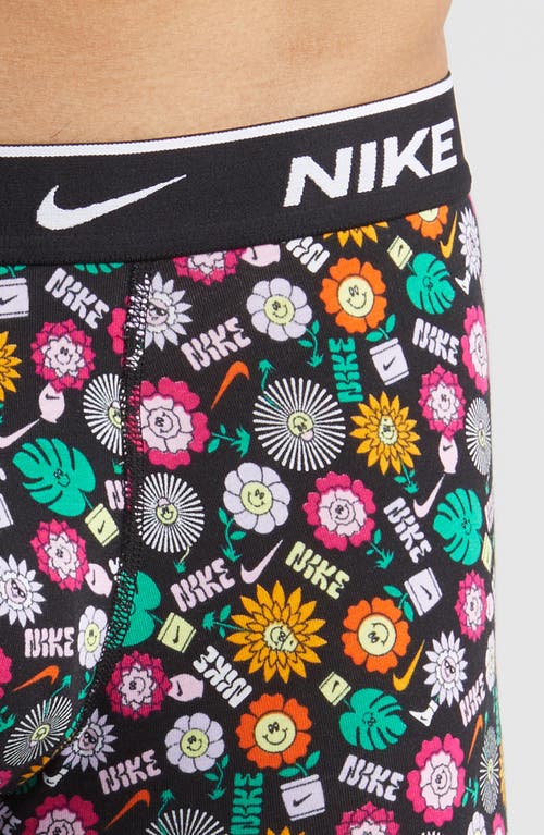 Shop Nike Dri-fit Essential Assorted 3-pack Stretch Cotton Boxer Briefs In Awe Floral/black/orange