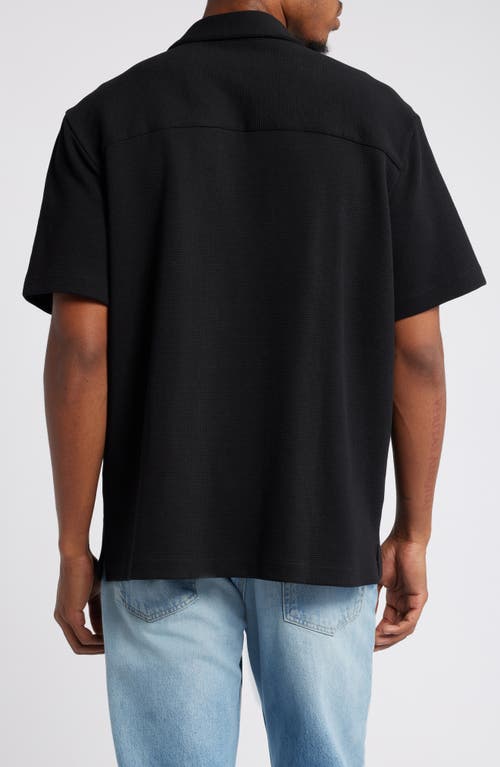 Shop Bp. Waffle Knit Camp Shirt In Black