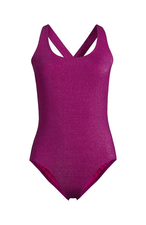 LANDS' END LANDS' END CHLORINE RESISTANT SCOOP NECK X-BACK HIGH LEG SOFT CUP TUGLESS SPORTY ONE PIECE SWIMSUIT
