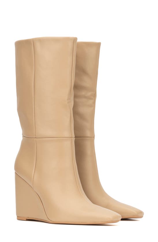 Torgeis Milan Wedge Heel Boot In Beige