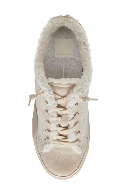 Shop Dolce Vita Zantel Faux Shearling Lined Slip-on Sneaker In Off White Crackled Leather