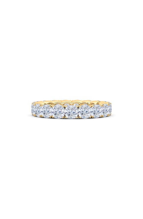 Hautecarat Cushion Cut Lab Created Diamond Eternity Ring In Yellow Gold