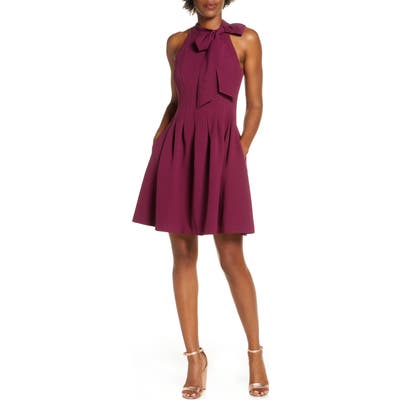 Petite Vince Camuto Kors Crepe Fit & Flare Minidress, Purple