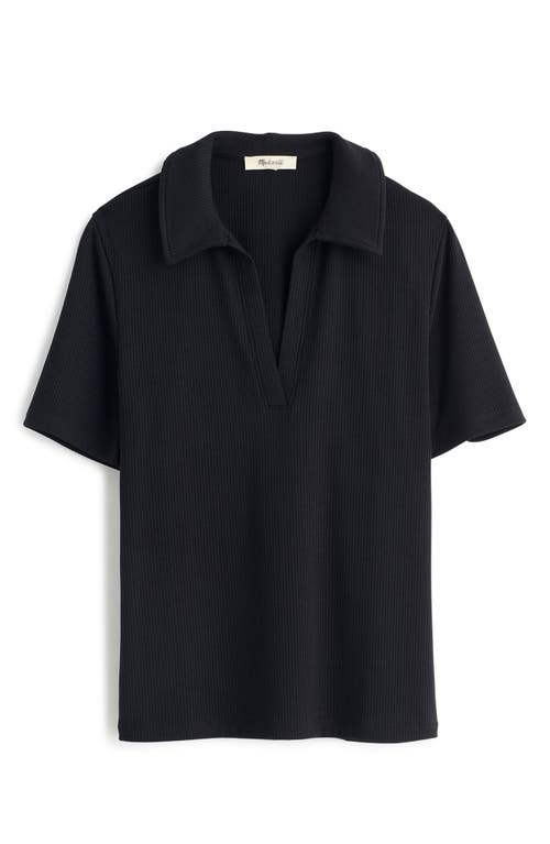 Shop Madewell Drapey Rib Polo In Jet Black