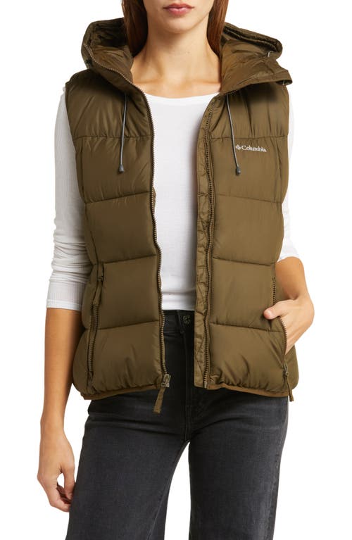 Pike Lake II Water Repellent Hooded Puffer Vest in Olive Green