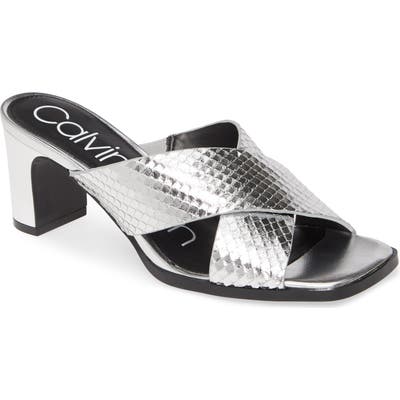 Calvin Klein Dylan Armatura Slide Sandal- Metallic