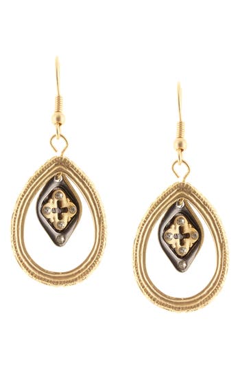 Olivia Welles Leanna Cross Teardrop Earrings In Matte Gold/gunmetal