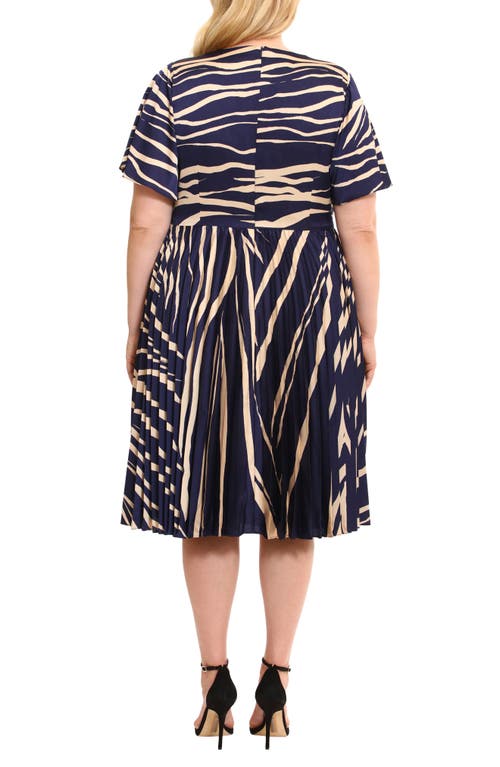 MAGGY LONDON MAGGY LONDON ABSTRACT PRINT WRAP FRONT PLEATED DRESS 