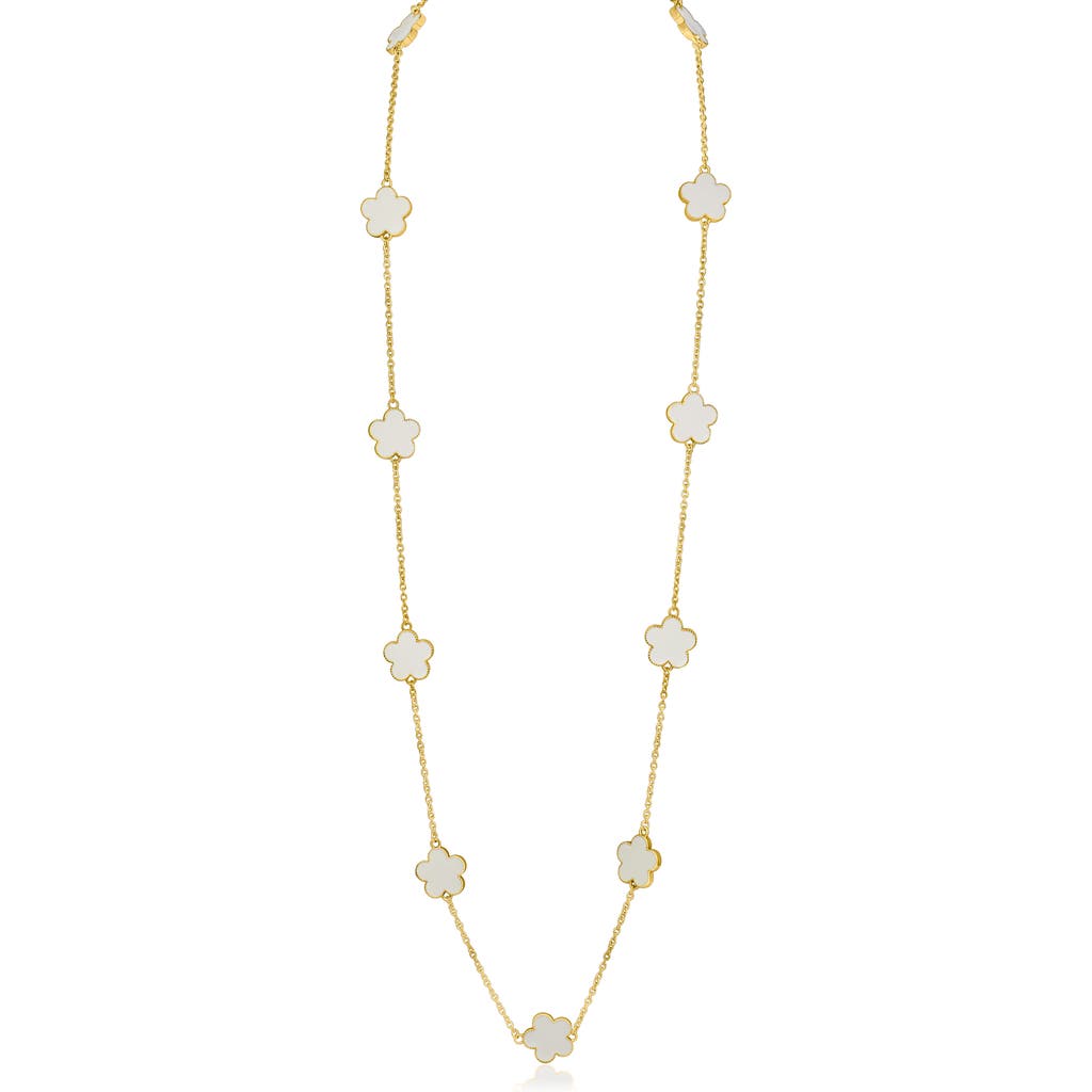 Shop Jardin Enamel Clover Station Long Necklace In White/gold
