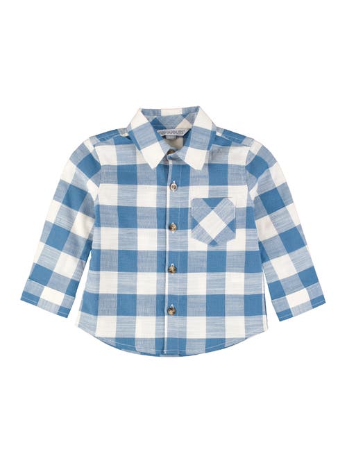 Shop Ruggedbutts Boys Long Sleeve Button Down Shirt In Countryside Blue Plaid