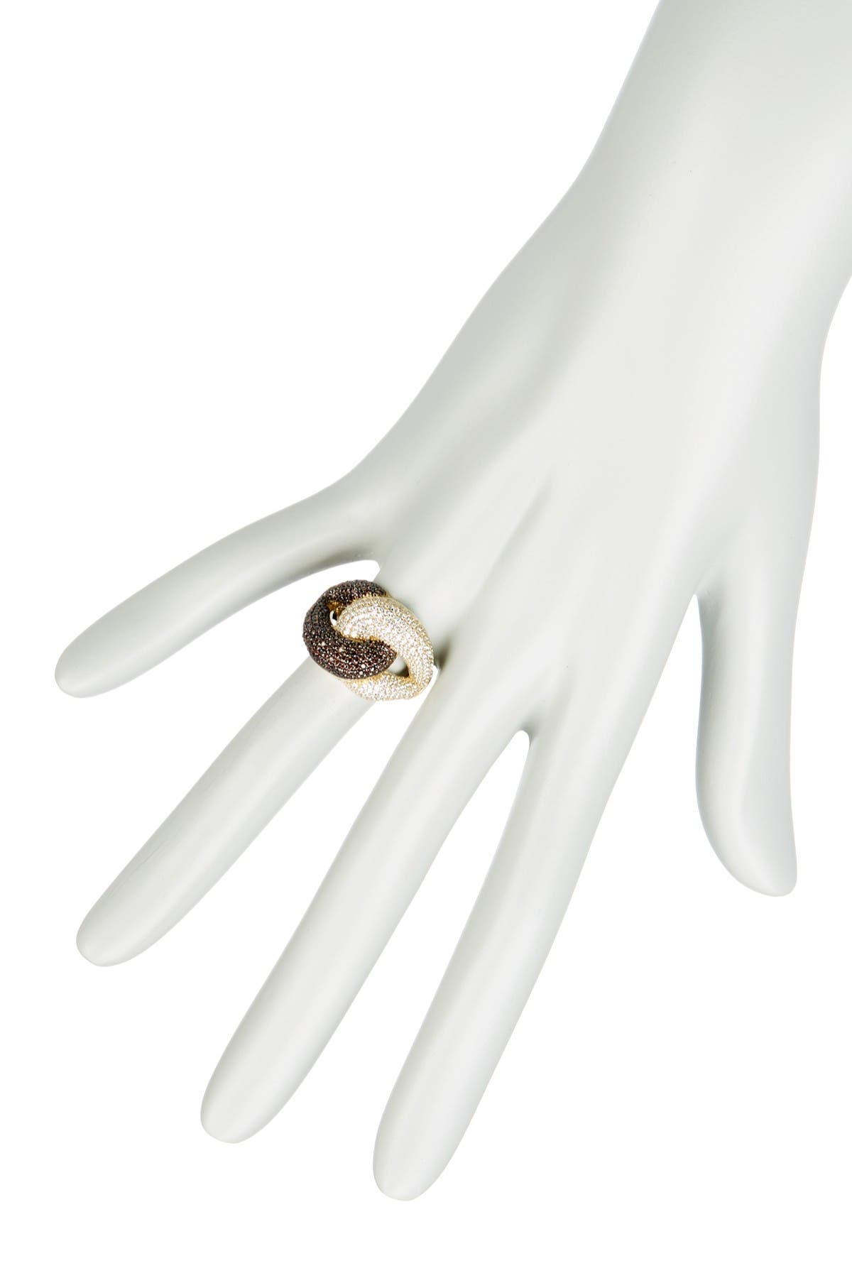 Suzy Levian Two-tone Chocolate & White Cz Ring In Dark Brown4