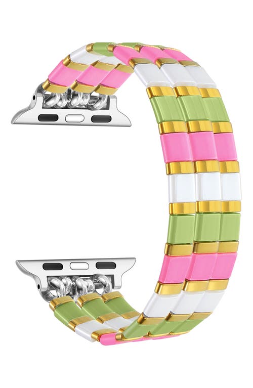 The Posh Tech Slim Beaded Bracelet Apple Watch® Watchband In Pink