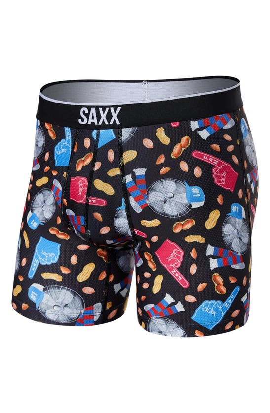 Saxx Volt Breathable Mesh Slim Fit Boxer Briefs In Sports Fan- Black