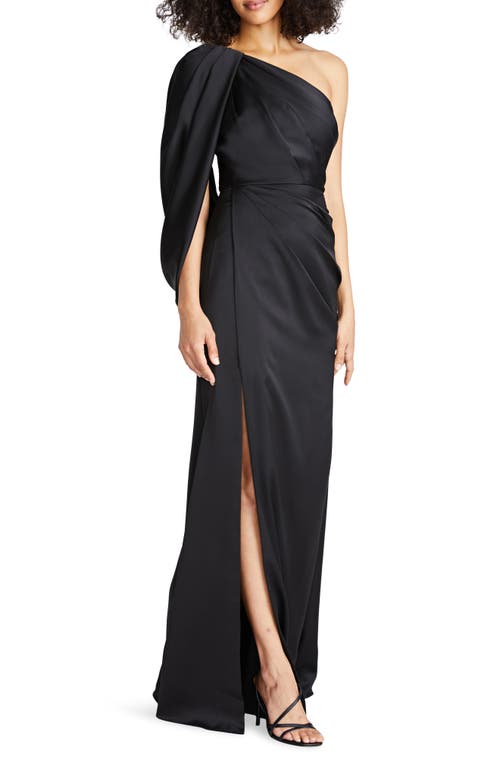 Tori Drape One-Shoulder Gown in Black
