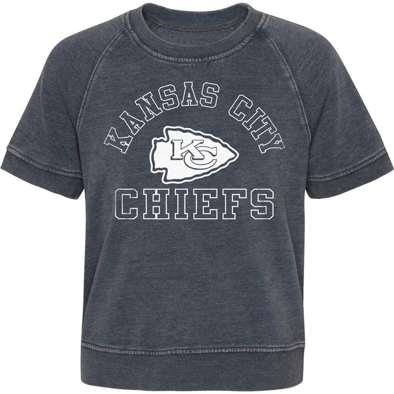 Shop Outerstuff Girls Juniors Heather Charcoal Kansas City Chiefs Cheer Squad Raglan T-shirt