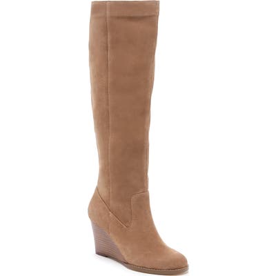 Sole Society Prony Knee High Wedge Boot- Brown