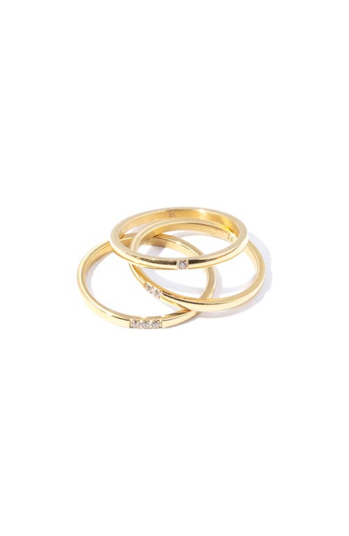 Leah Set of 3 Cubic Zirconia Stacking Rings in Gold
