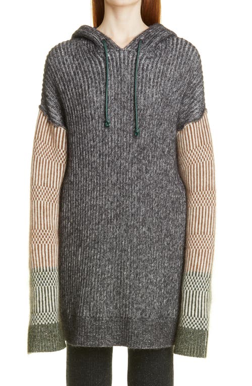 Acne Studios Gruis Oversize Knit Wool Blend Hoodie in Anthracite Grey