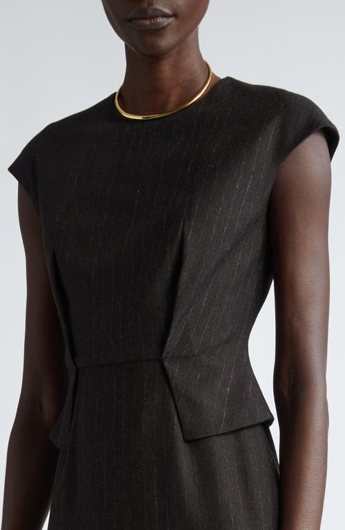 Shop St John St. John Collection Pinstripe Jersey Peplum Sheath Dress In Mocha