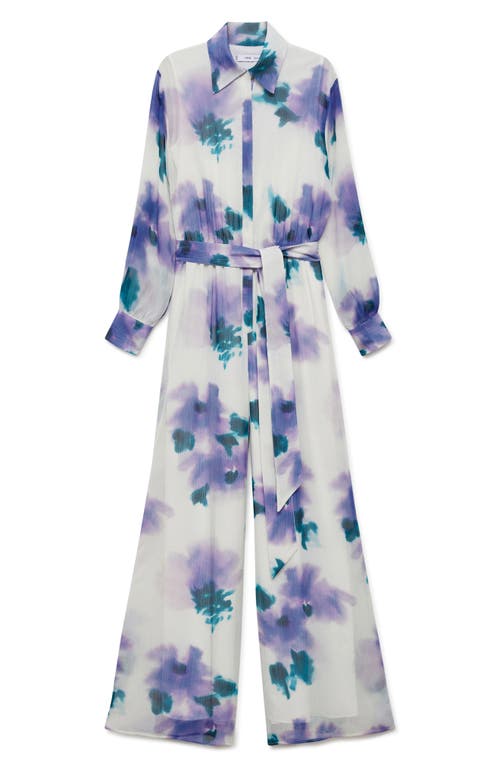 Mango Printed Jumpsuit With Bow Purple In Purple