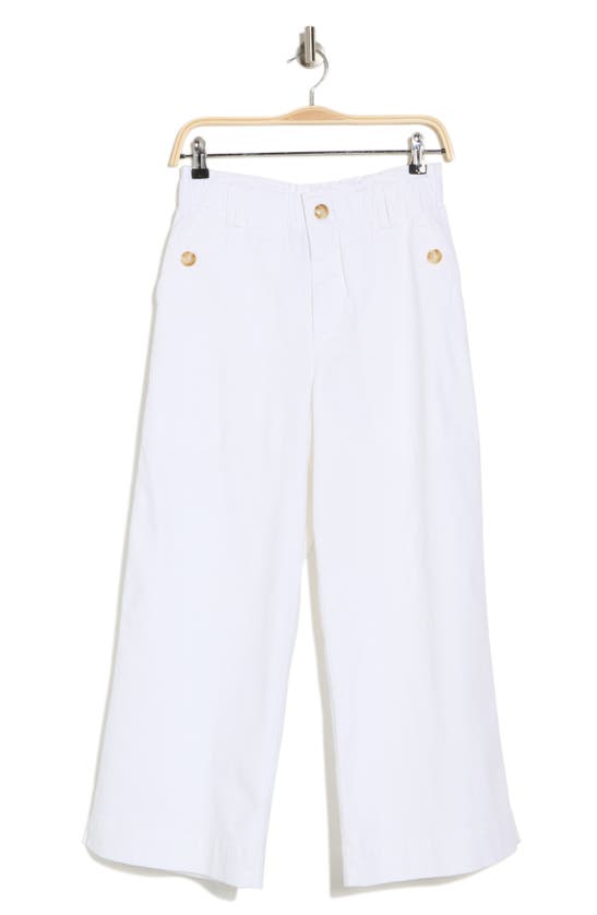 Shop Democracy Wide Leg Ankle Crop Pants In White