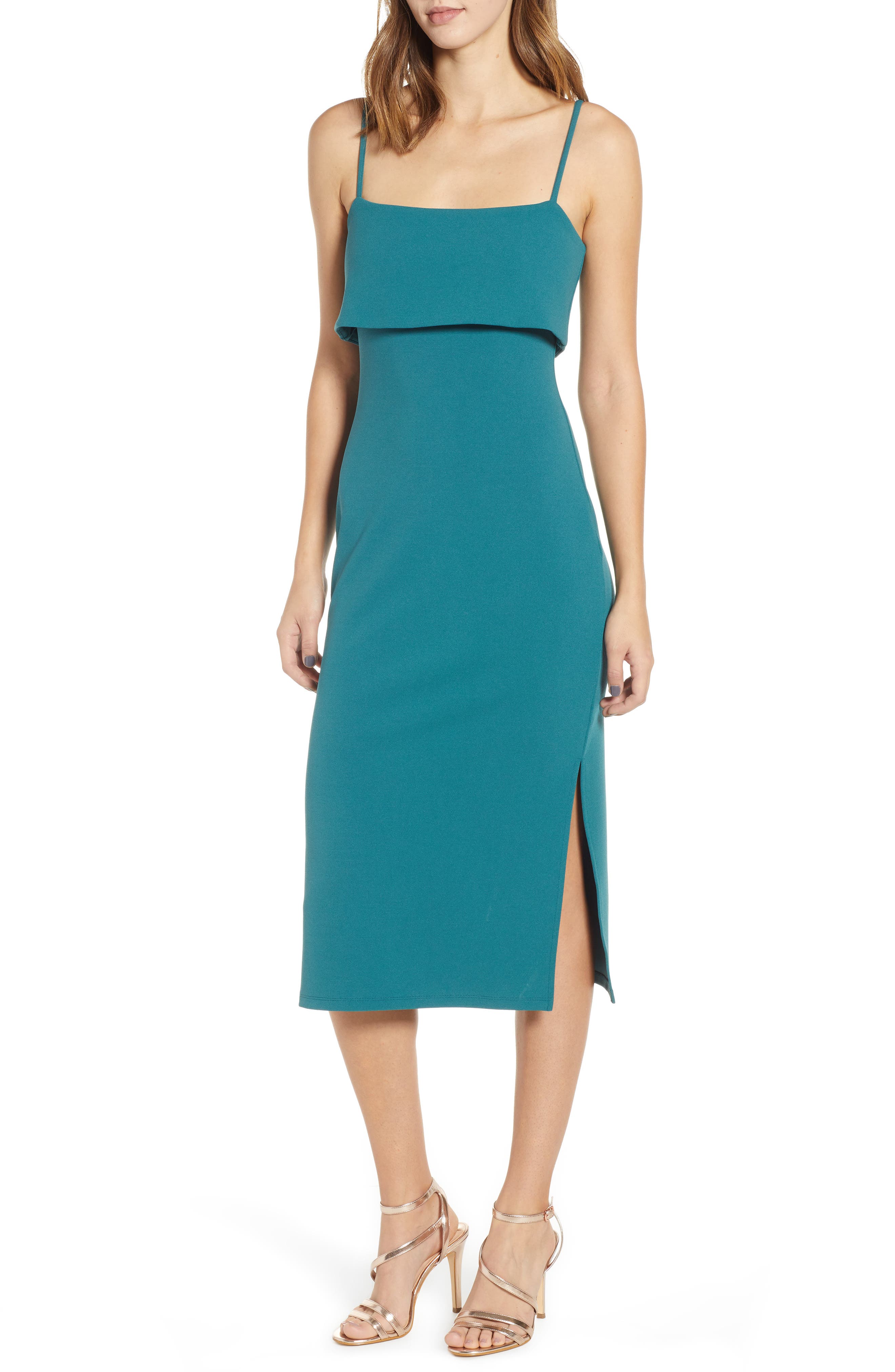 Leith Sleeveless Midi Dress, Blue/green