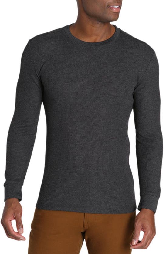 Shop Jachs Waffle Knit Long Sleeve T-shirt In Charcoal