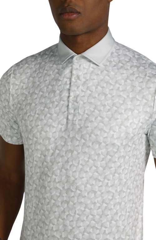 Shop Redvanly Norton Geo Print Performance Golf Polo In Glacier Gray